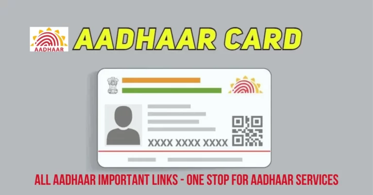 All Aadhaar Important Links - One Stop for Aadhaar Services