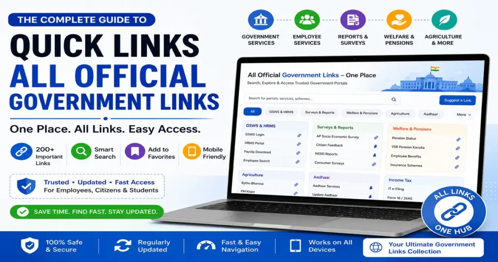 200+ Andhra Pradesh Government Official Links – One Place for All Government Services