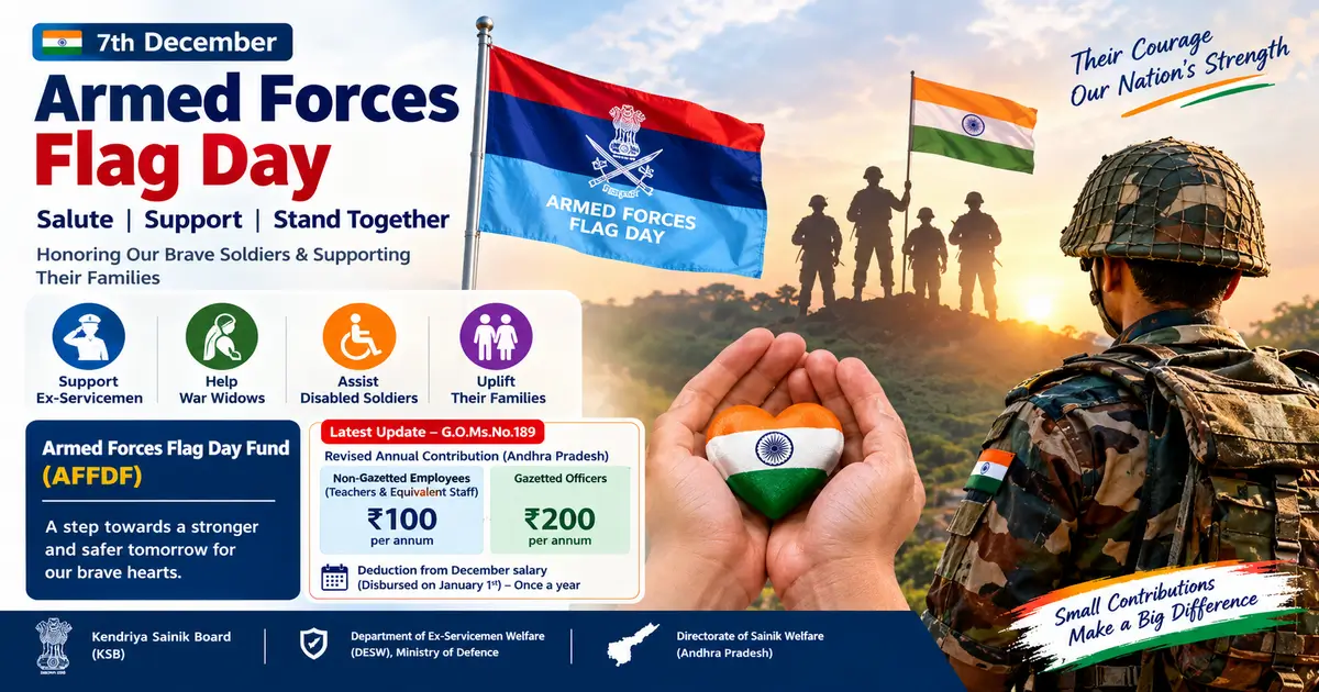 AP Employees Armed Forces Flag Day Contribution Slabs and Deduction Details